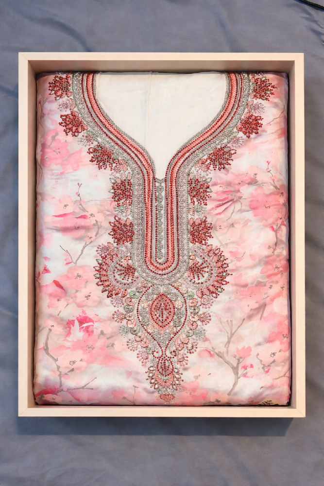 Floral Mukhawar Indonesian Silk Fabric with Matching Scarf