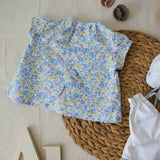 Cotton flowery top and white bottoms (AB58-1) 3