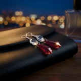 Crimson Crystal Prism Drop Earrings