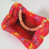 Crochet orange clutch bag