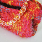Crochet orange clutch bag