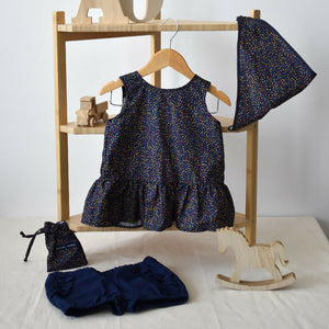 Print bow blouse with trousers (AB171-1) 1