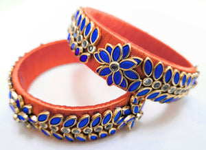 Large Orange Two Piece Bangle Set