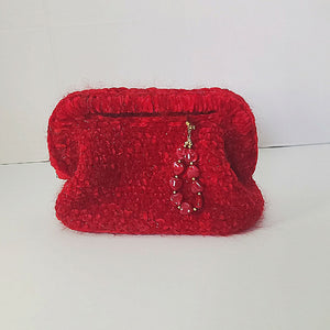 Crochet burgundy clutch bag