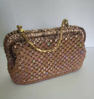 Crochet festive beige clutch