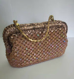 Crochet festive beige clutch