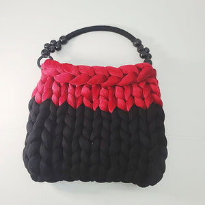 Cruchet chunky bi-color tote bag