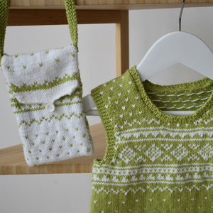 Knitted green and white cotton dress (AB151-2) 2