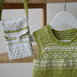 Knitted green and white cotton dress (AB151-2) 2