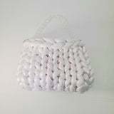 Crochet chunky iridescent white tote bag