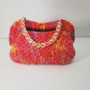 Crochet orange clutch bag