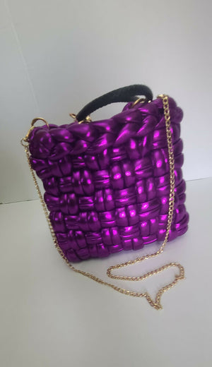 Crochet weave purple tote
