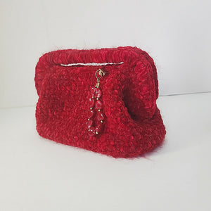 Crochet burgundy clutch bag