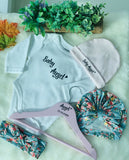 Personalized Newborn Baby Onesie, Headband, turban and hanger