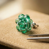 Emerald Dew Cluster Stud Earrings