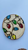 Christmas ornaments set of 5/ wood burned coasters/ ornaments