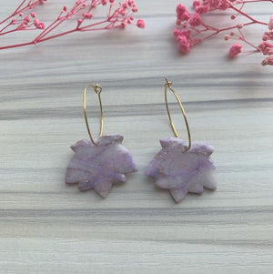 Lily in amethyst hoop earrings
