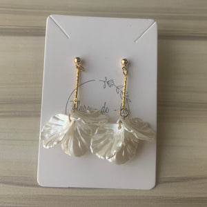 Petals in white drop earrings