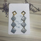 Triple square in icy blue earrings
