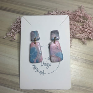 Bell in multicolor marble earrings