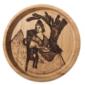 Handmade Pyrography (Wood Burned) And Carved Artwork. “Vintage Lady”