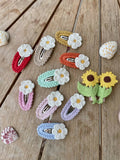 Crochet flower hair clips- set of 4
