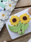 Crochet hair clip set-sunflower