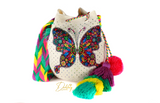 Butterfly handmade crocheted bag decorated with luxury cristals