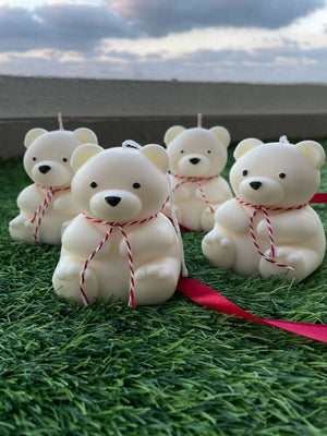 White Teddy Bear Candle