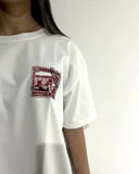 Oversized Fit Palestine Multi-Postage Stamps T-Shirt -White