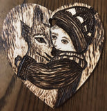 Handmade Pyrography “Wood Burned” And Carved Heart Shaped Artwork